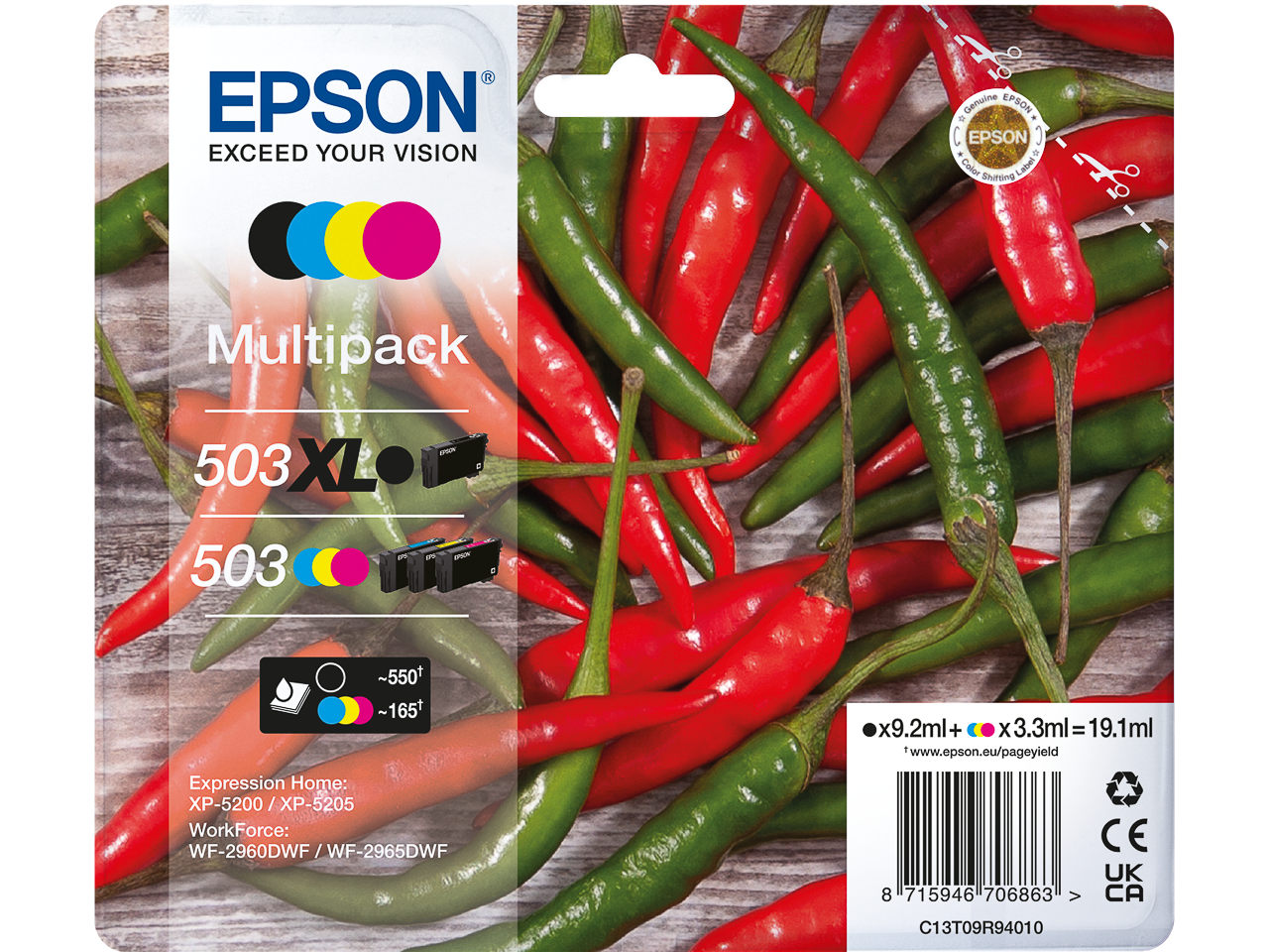C13T09R94010 EPSON 604XL/604cmy XP Tinte (4) cmyk 1x550/3x165Seiten 1x8,9/3x2,4ml 1