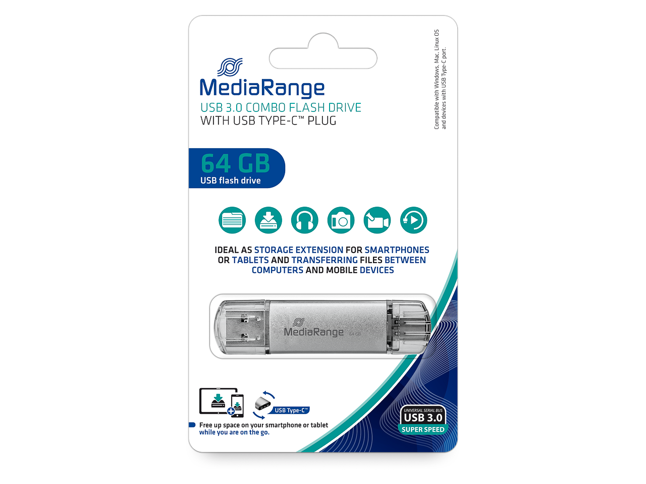 Clé USB 8Go MediaRange Flexi Flash Drive 15MB/S USB 2.0 - MR908–