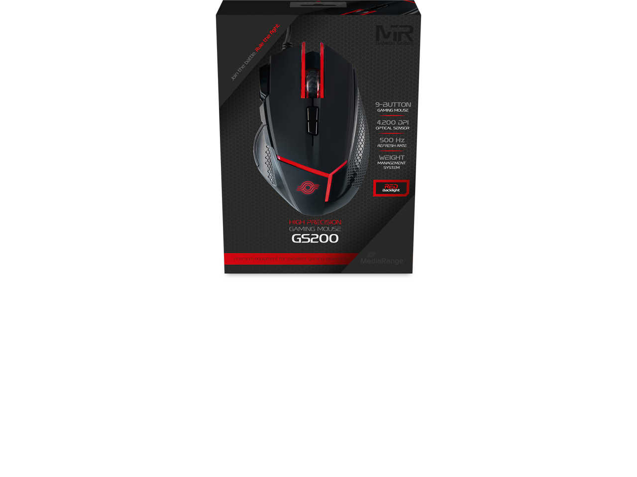 MEDIARANGE GAMING MOUSE WITH CABLE MRGS200 9buttons USB2.0 black/red 1