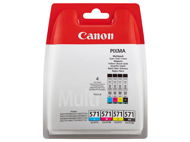 0386C005 CANON CLI571 Nr.571 Pixma MG ink (4) 4-color w/o SEC blister 4x7 ml 1