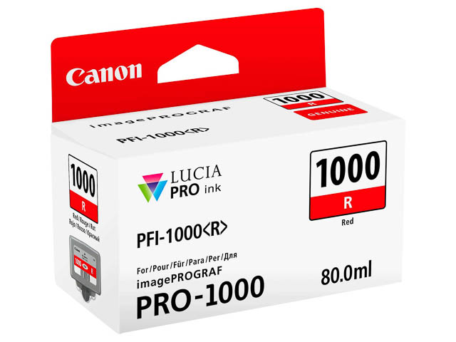 0554C001 CANON PFI1000R IPF Inkt rood 3165pagina's 80ml 1
