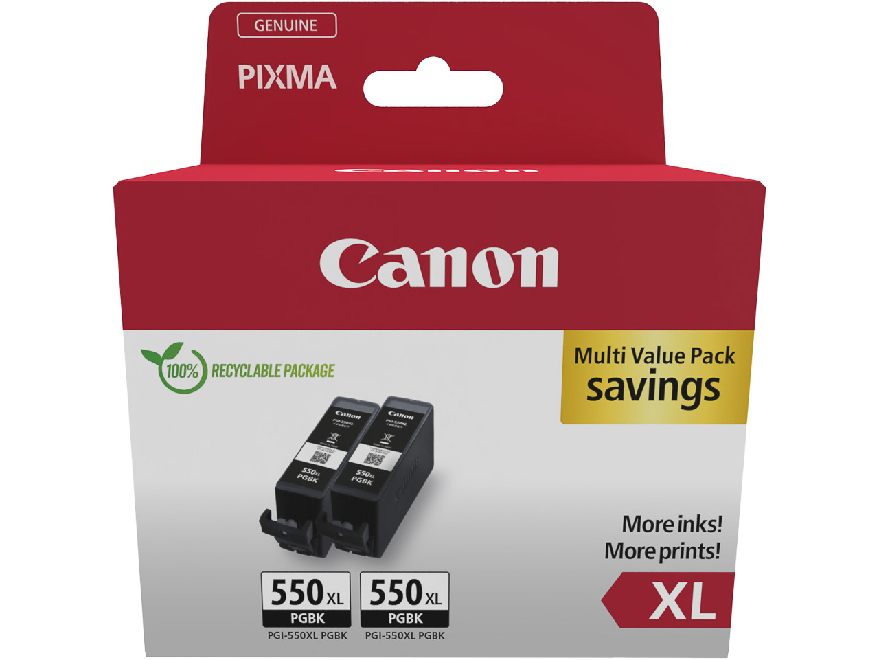 6431B010 CANON PGI550XLPGBK Pixma ink (2) black HC SEC 2x500pages cardboard 1
