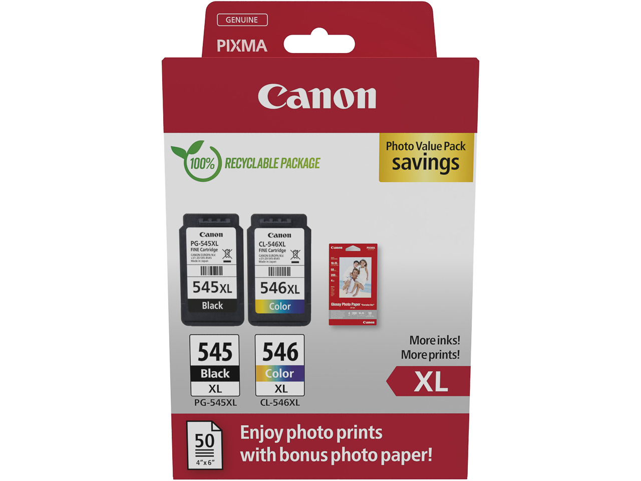 8286B012 CANON PG545XL+CL546XL+GP501 Pixma MG ink+photo paper (2) blk-col 1