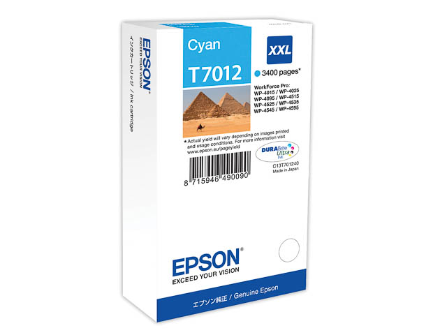 C13T70124010 EPSON WP encre cyan EHC 3400pages 34ml 1