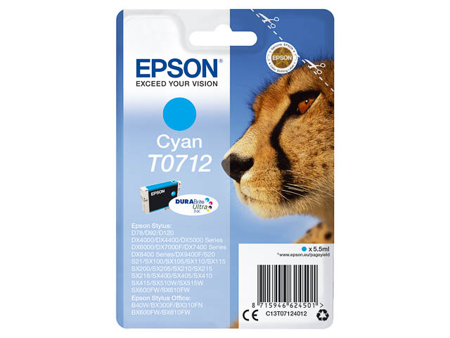 C13T07124012 EPSON DX ink cyan 485pages 5,5ml 1