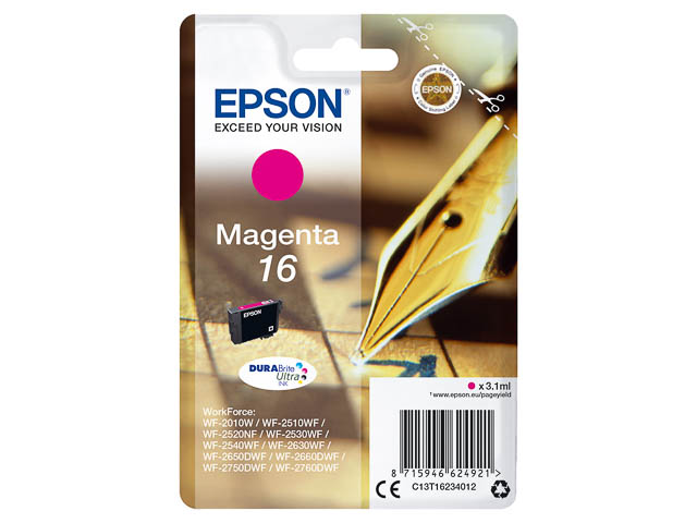 C13T16234012 EPSON WF encre magenta ST 165pages 3,1ml 1