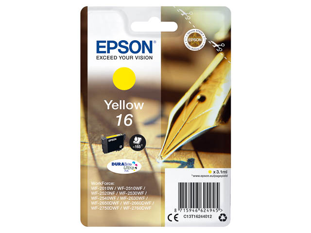 C13T16244012 EPSON WF ink yellow ST 165 pages 3,1ml 1