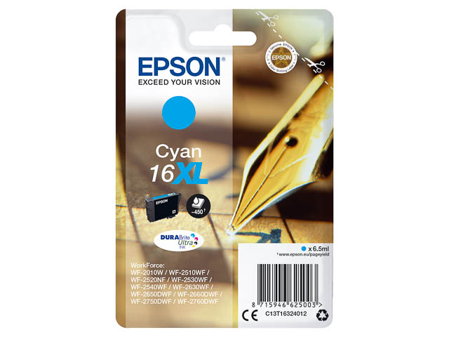 C13T16324012 EPSON WF ink cyan HC 450 pages 6,5ml 1