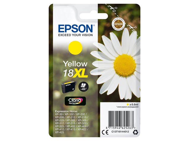 C13T18144012 EPSON XP Tinte yellow HC 450Seiten 6,6ml 1