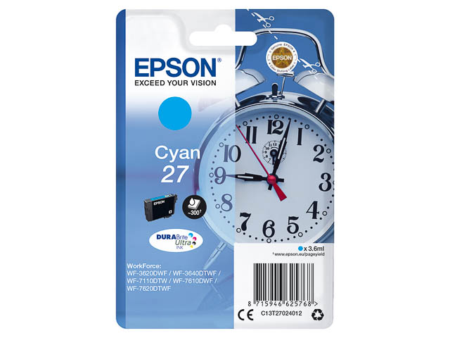 C13T27024012 EPSON WF ink cyan ST 300 pages 3,6ml 1