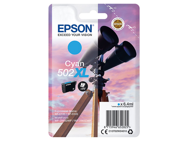 C13T02W24010 EPSON XP Tinte cyan HC 470 Seiten 6,4ml 1