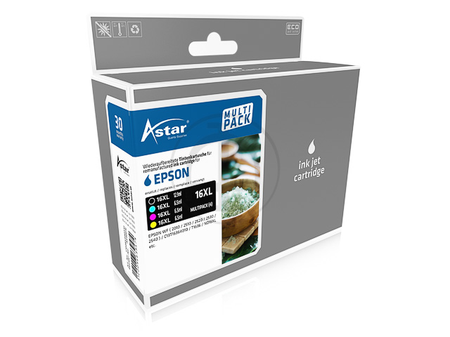 AS46016 ASTAR EPSON T1636 WF Tinte (4) cmyk HC rebuilt 1x500/3x450Seiten Chip 1