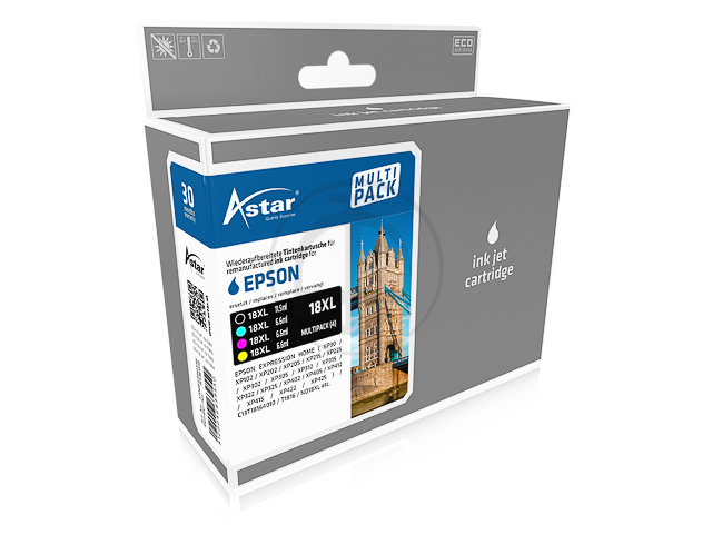 AS46018 ASTAR EPSON T1816 XP Tinte (4) cmyk HC rebuilt 1x470/3x450Seiten Chip 1