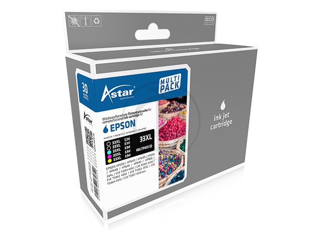 AS45530 ASTAR EPSON T3357 XP ink (5) cmyk pbk HC rebuilt 530/400/3x650pages 1