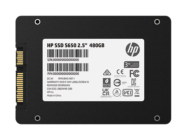 HP SSD S650 480GB 345M9AA intern 2,5" 1