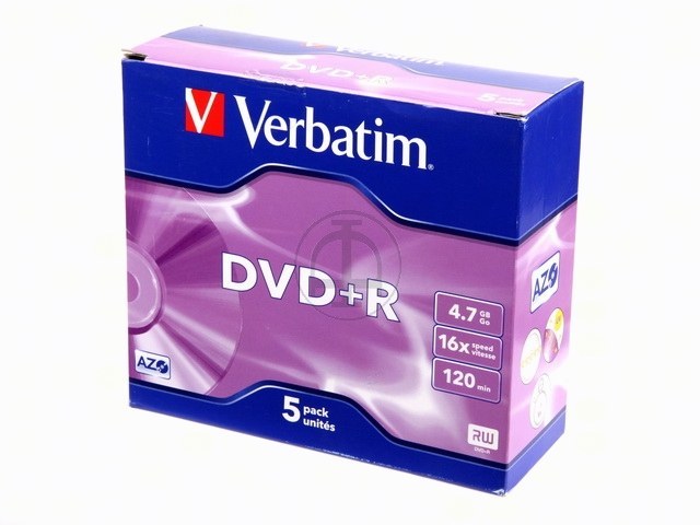 VERBATIM DVD+R 4.7GB 16x (5) JC 43497 Jewel Case matt silber 1