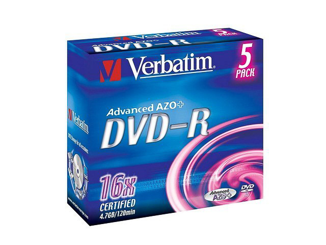 VERBATIM DVD-R 4.7GB 16x (5) JC 43519 Jewel Case matt silber 1