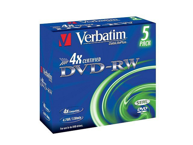 VERBATIM DVD-RW 4.7GB 4x (10) JC 43552 jewel case matt silver 1