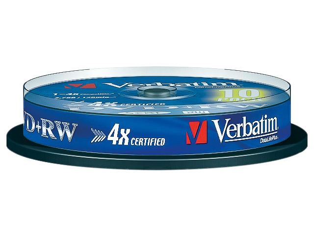 VERBATIM DVD+RW 4.7GB 4x (10) SP 43488 spindle matt silver 1