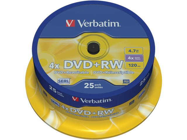VERBATIM DVD+RW 4.7GB 4x (25) SP 43489 Spindel kratzfest 1