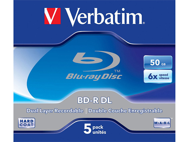 VERBATIM BD-R 50GB 6x (5) JC WORM 43748 blu-ray jewel case 1