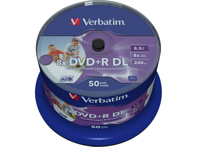 VERBATIM DVD+R 8.5GB 8x IW (50) CB 43703 cake box inkjet printable 1