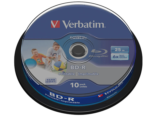 VERBATIM BD-R 25GB 6x IW (10) CB WORM 43804 blu-ray cake box inkjet print HTL 1