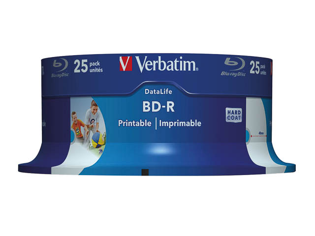 VERBATIM BD-R 25GB 6x (25) CB WORM 43811 Cake Box inkjet printable 1