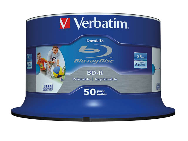 VERBATIM BD-R 25GB 6x (50) CB WORM 43812 Cake Box inkjet printable 1