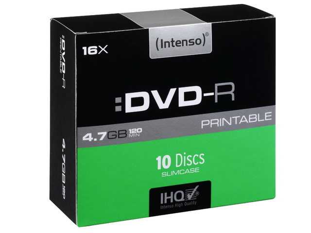INTENSO DVD-R 4.7GB 16x IW (10) SC 4801652 slim case inkjet printable 1