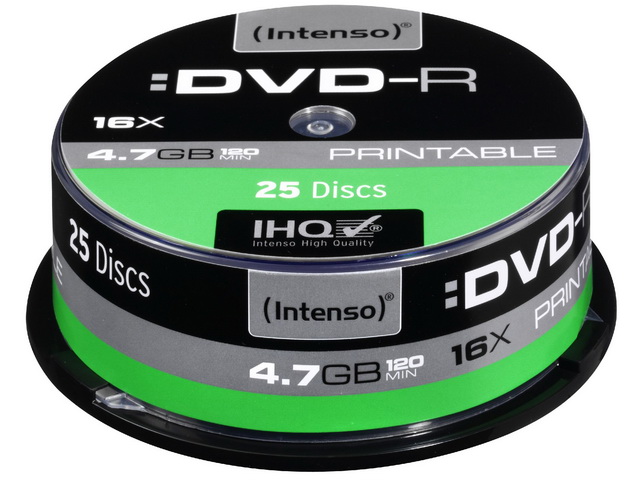 INTENSO DVD-R 4.7GB 16x IW (25) CB 4801154 cake box inkjet printable 1
