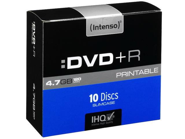 INTENSO DVD+R 4.7GB 16x IW (10) SC 4811652 slim case inkjet printable 1