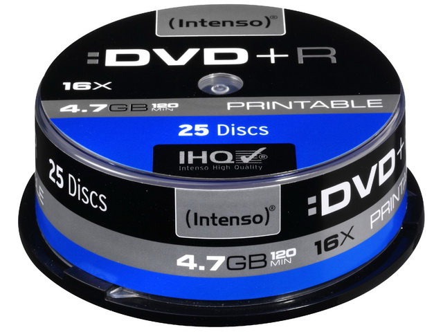 INTENSO DVD+R 4.7GB 16x IW (25) CB 4811154 Cake Box inkjet printable 1
