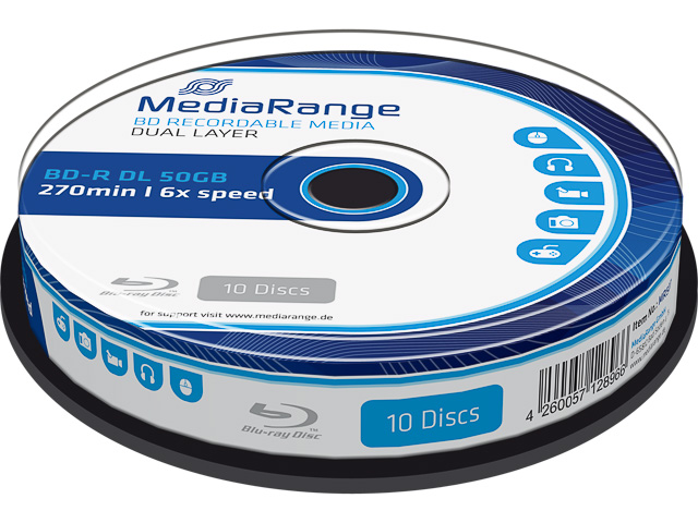 MEDIARANGE BD-R DL 50GB 6x(10) CB WORM MR507 Blu-ray Cake Box 1