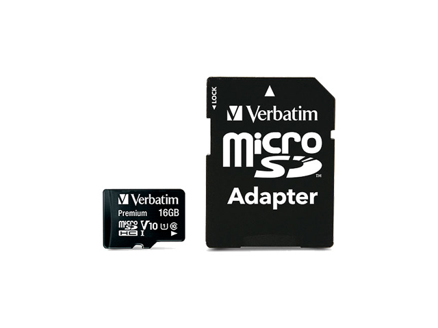 VERBATIM PREMIUM MICRO SDHC KARTE 16GB 44082 Klasse 10 mit Adapter 1