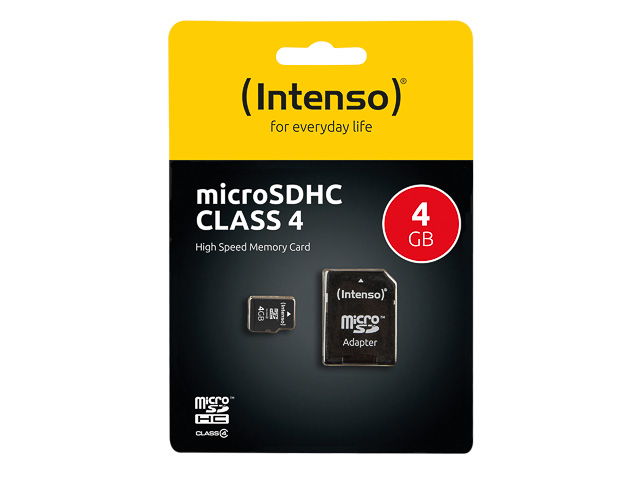 INTENSO MICRO SDHC CARD 4GB 3403450 21MB/s with adapter 1