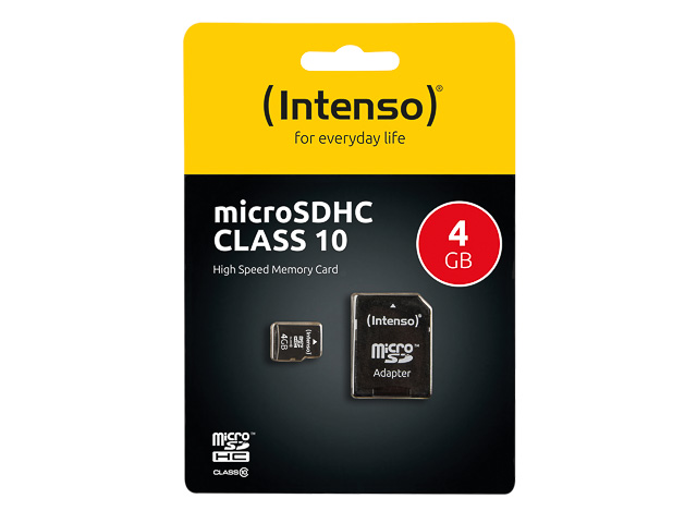 INTENSO MICRO SDHC KARTE 4GB 3413450 10MB/s mit Adapter 1