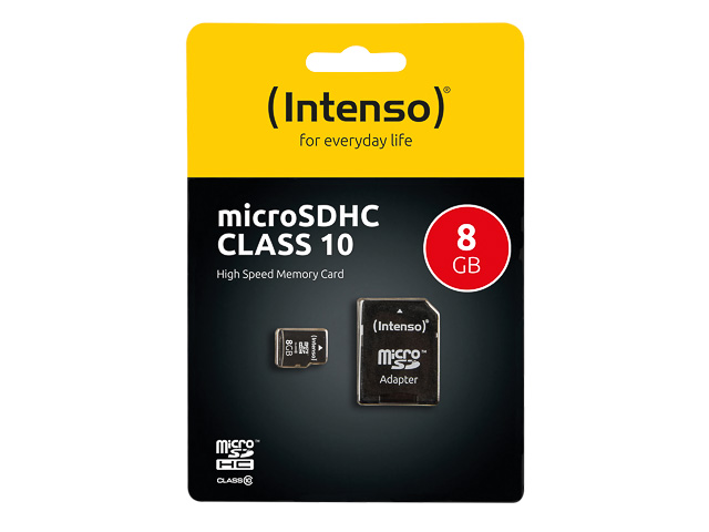 INTENSO MICRO SDHC KARTE 8GB 3413460 10MB/s mit Adapter 1