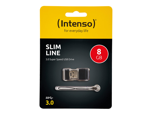 INTENSO SLIM LINE USB DRIVE 8GB 3532460 35MB/s USB 3.0 black 1