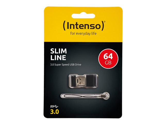 INTENSO SLIM LINE USB STICK 64GB 3532490 35MB/s USB 3.0 schwarz 1