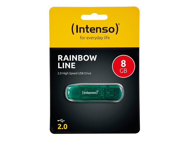INTENSO RAINBOW LINE USB STICK 8GB 3502460 28MB/s USB 2.0 gruen 1
