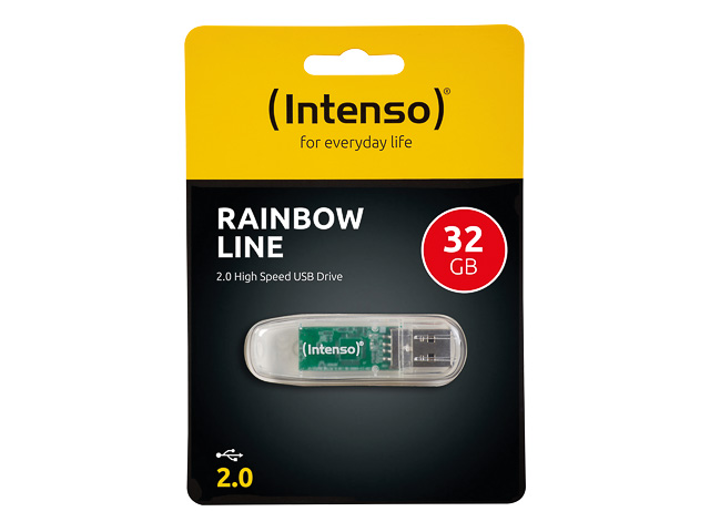 INTENSO RAINBOW LINE USB STICK 32GB 3502480 28MB/s USB 2.0 transparent 1