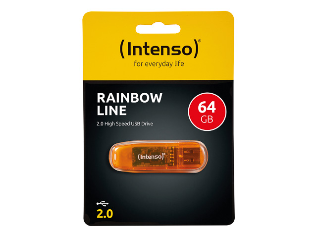 INTENSO RAINBOW LINE USB STICK 64GB 3502490 28MB/s USB 2.0 orange 1