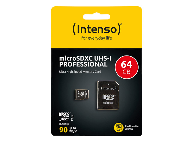 INTENSO MICRO SDXC KARTE UHS-I 64GB 3433490 90 MB/s mit Adapter 1