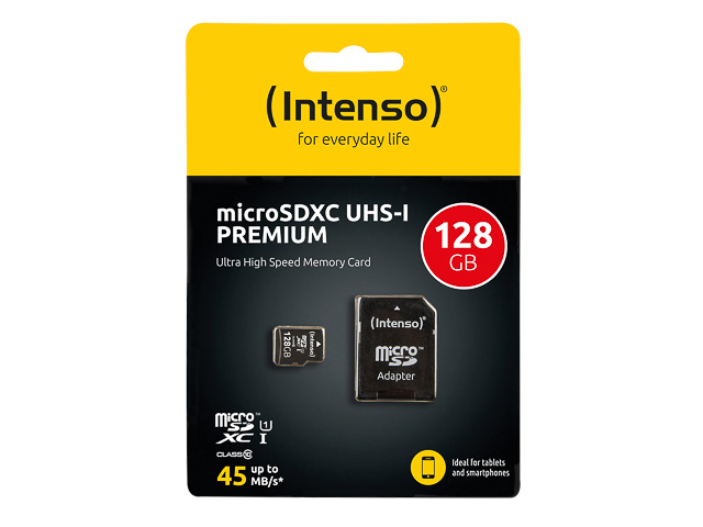 INTENSO MICRO SDXC KARTE UHS-I 128GB 3423491 10MB/s mit Adapter 1