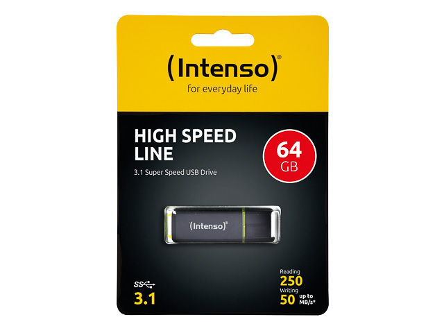 INTENSO HIGH SPEED LINE USB STICK 64GB 3537490 50MB/s USB 3.1 schwarz 1