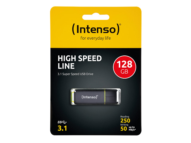 INTENSO HIGH SPEED LINE USB STICK 128GB 3537491 100MB/s USB 3.1 schwarz 1