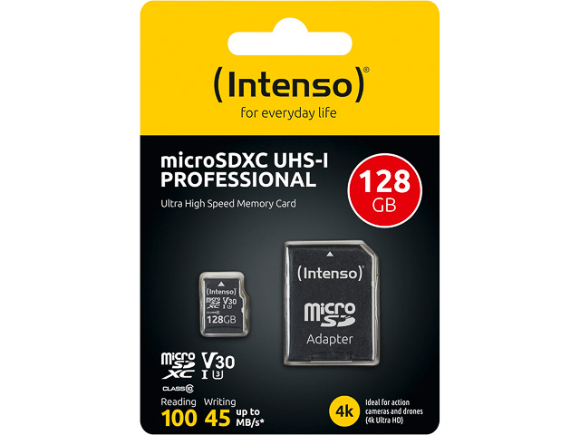 INTENSO MICRO SDXC KARTE UHS-I 128GB 3433491 90 MB/s mit Adapter 1