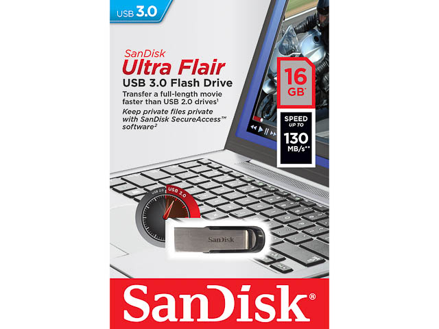 SANDISK ULTRA FLAIR USB STICK 16GB SDCZ73-016G-G46 150MB/s USB 3.0 1