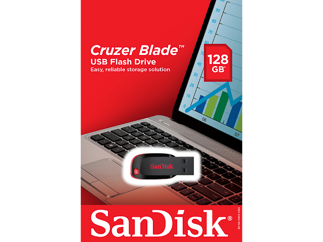 SANDISK CRUZER BLADE USB STICK 128GB SDCZ50-128G-B35 USB 2.0 black 1